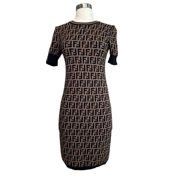 Fendi Dresses & Skirts - Fendi Zucca Logo Brown Dress